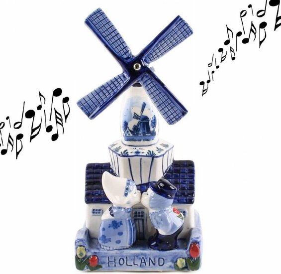 Molen kussend paartje keramiek met muziek