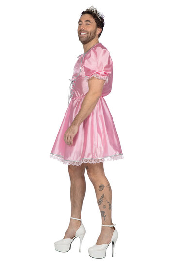 Prinsessen Jurk Vrijgezellen Feest - Kort Model - Roze-Zilver- Heren