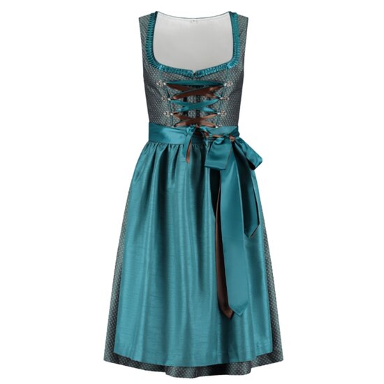 Dirndl Jurkje Deluxe - Jacquard - Zeegroen-Bruin - Dames