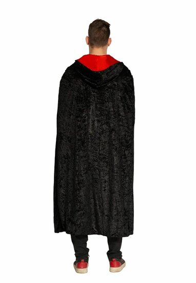Halloween Cape - Capuchon - Zwart-Rood - Volwassenen