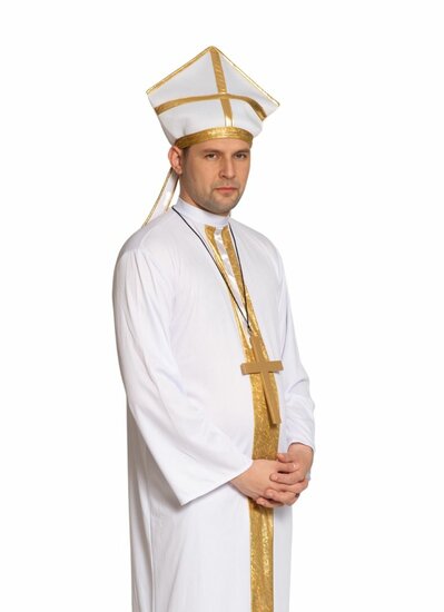 Paus Kostuum - Pope - Wit-Goud - Volwassenen