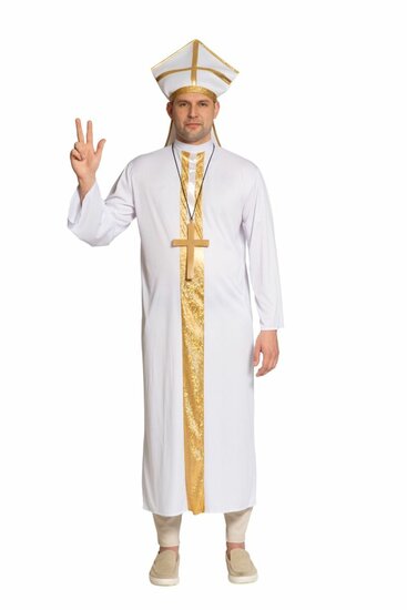 Paus Kostuum - Pope - Wit-Goud - Volwassenen