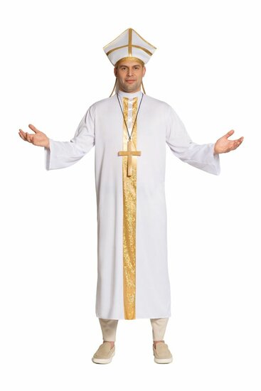 Paus Kostuum - Pope - Wit-Goud - Volwassenen