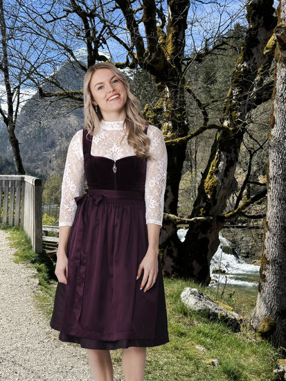 Dirndl Jurkje Deluxe - Velvet Jacquard - Aubergine - Dames