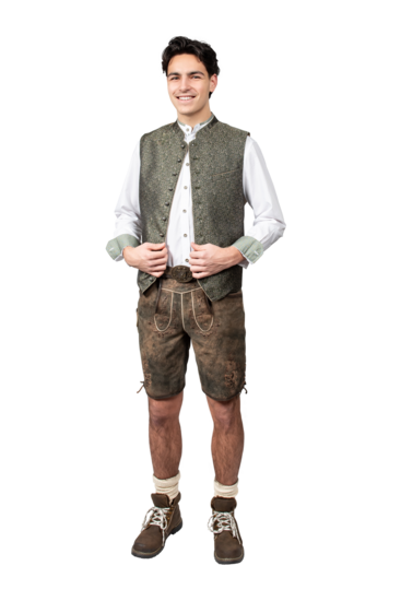 Oktoberfest Traditioneel Vest - Herenvest Jacquardpatroon - Groen-Beige