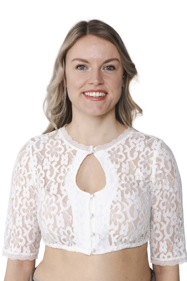 Dirndl Blouse Oktoberfest - Crem&eacute; - Druppelvormige Halslijn - Dames