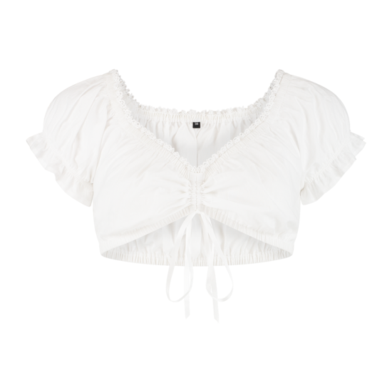 Dirndl Blouse - Carmenblouse Wit - Met Fijn Kant - Dames
