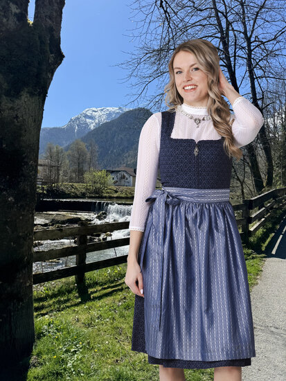 Dirndl Jurkje Landhuis - Jacquard - Donkerblauw-Lichtblauw - Dames