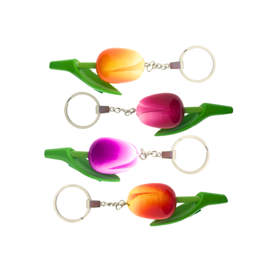 Sleutelhanger tulp oranje/wit