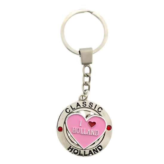 Sleutelhanger mono spinning i love Holland hart roze