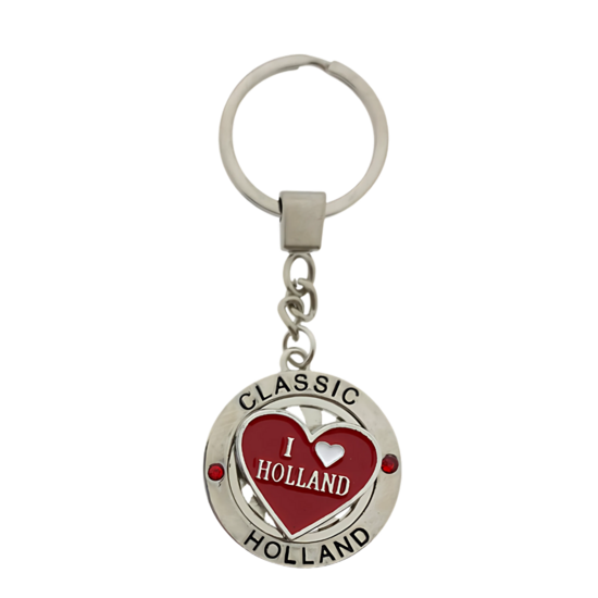 Sleutelhanger mono spinning i love Holland hart rood