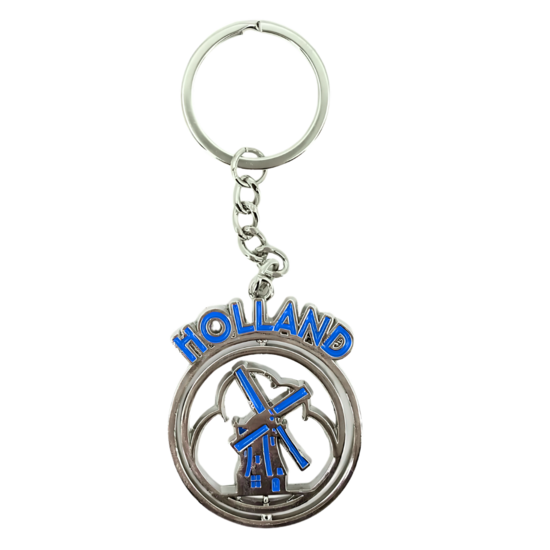 Sleutelhanger mono spinning Holland molen blauw