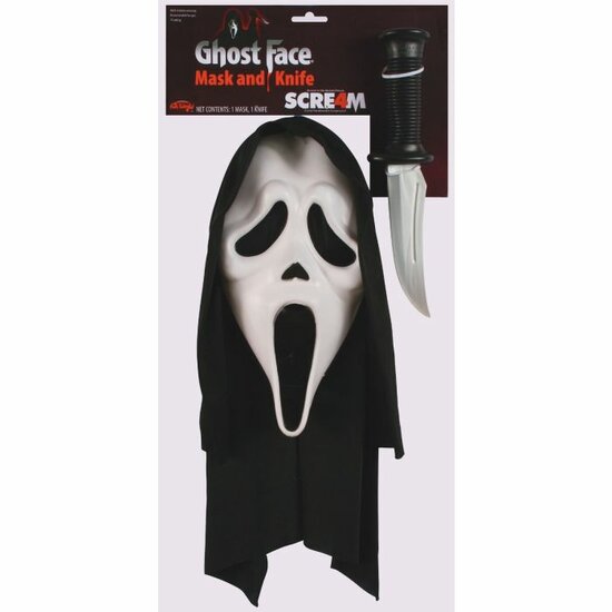 Scream Masker & Mes - Scream Met Kap Licenti