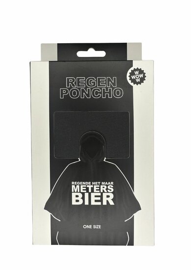 Poncho Zwart - Regende Het Maar Meters Bier - Volwassenen