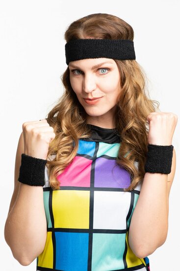 Zweetbandjes Set Zwart - Disco Jaren 80