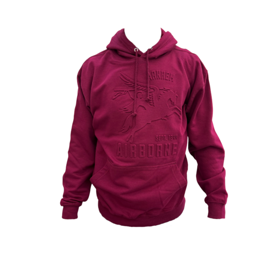 Airborne Trui - Hoodie Maroon Rood Met Embossed Pegasus - Volwassenen
