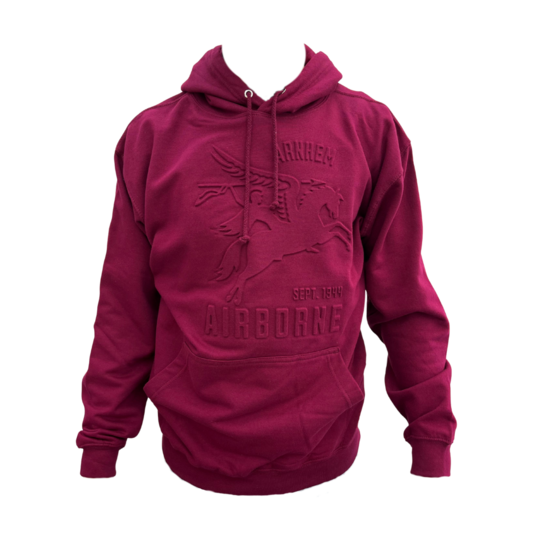 Airborne Trui - Hoodie Maroon Rood Met Embossed Pegasus - Volwassenen