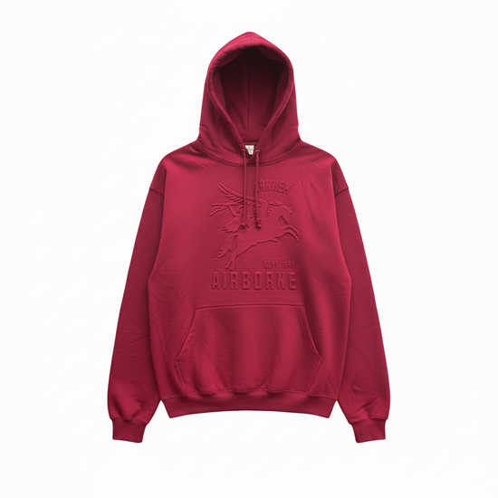 Airborne Trui - Hoodie Maroon Rood Met Embossed Pegasus - Volwassenen