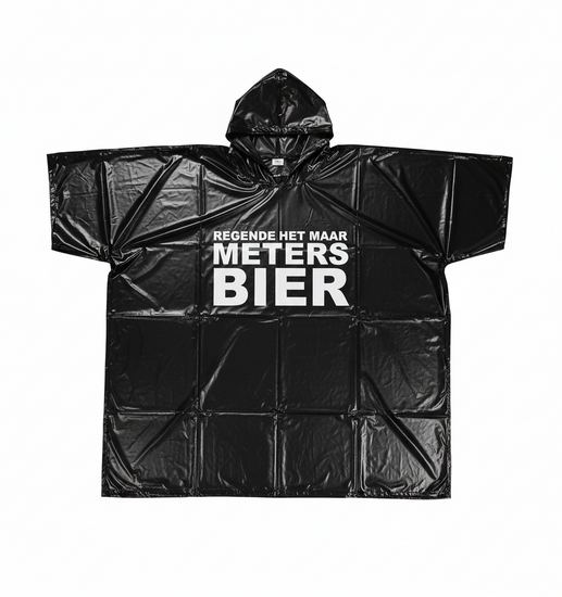 Poncho Zwart - Regende Het Maar Meters Bier - Volwassenen
