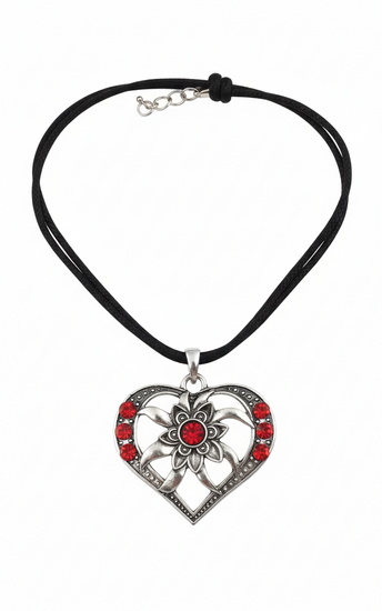 Dirndl trachten ketting hart met strass steentjes