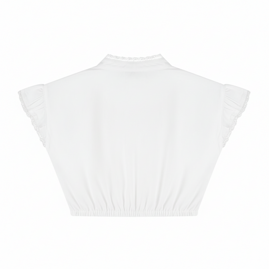 Dirndl Blouse Oktoberfest - Wit - Met Kapmouwtjes en Kant - Dames