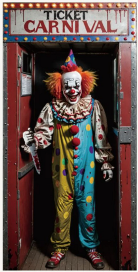 Horror Clown Deurgordijn - Decoratie Halloween - 98 x 200 cm