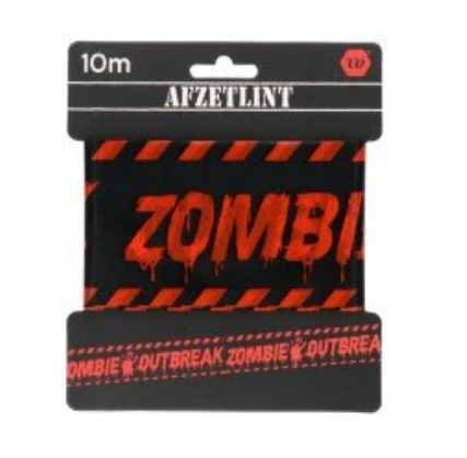 Afzetlint Halloween - Zombie Outbreak - Zwart-Rood - 10 meter