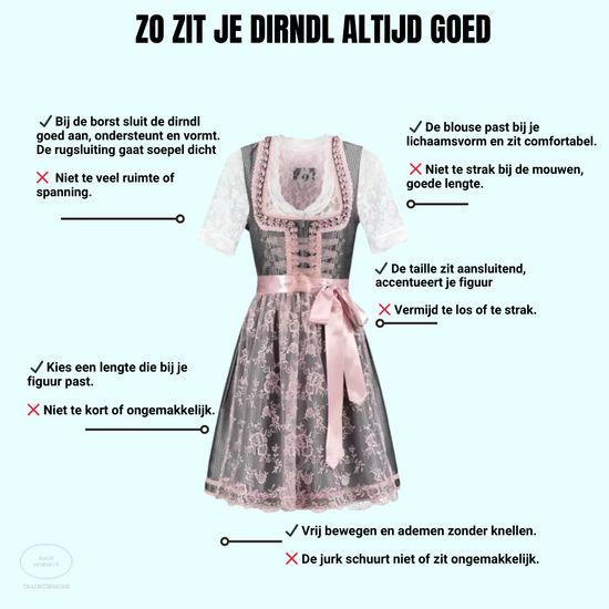 Dirndl Jurk - Rosi - Bruin-Roze Geblokt - Dames