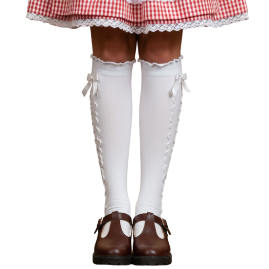 Oktoberfest - Kniekousen Dames Met Strik Wit