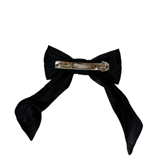 Haarstrik Zwart Klein - Haarklip Halloween Satijn - 2 stuks