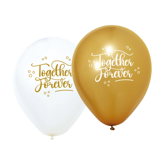 Huwelijk Ballonnen - Together Forever - Goud-Wit - 8 stuks 