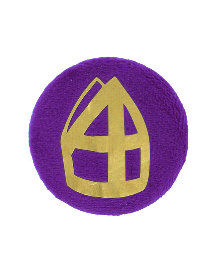 Pieten Button Met Mijter - Baretspeld - Paars