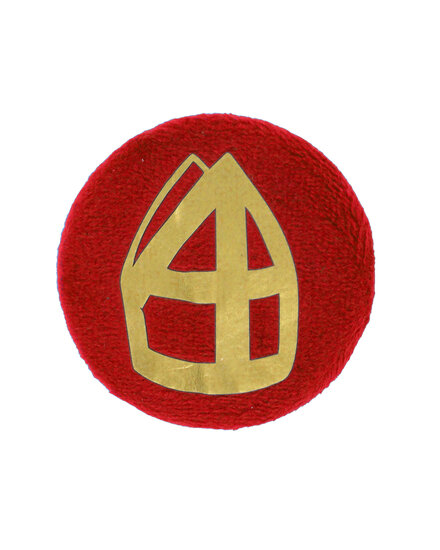 Pieten Button Met Mijter - Baretspeld - Rood