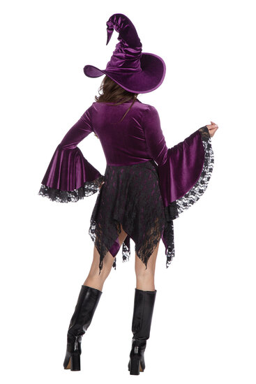 Heksenjurk Velvet Luxe Paars - Halloween Kostuum - Dames