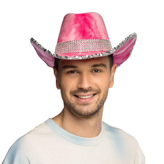 Cowboyhoed Darling Roze - Suedelook - Volwassenen 