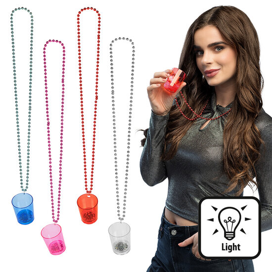 Shotglas Ketting met Licht - 18+ Drink Glas - LED Assorti