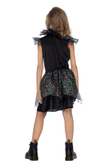 Skelet Jurk Zwart - Strass Steentjes - Halloween - Meisjes
