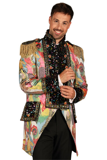 Thetru Carnavalsjas Heren - Color Birds - Disco Epauletten Jas