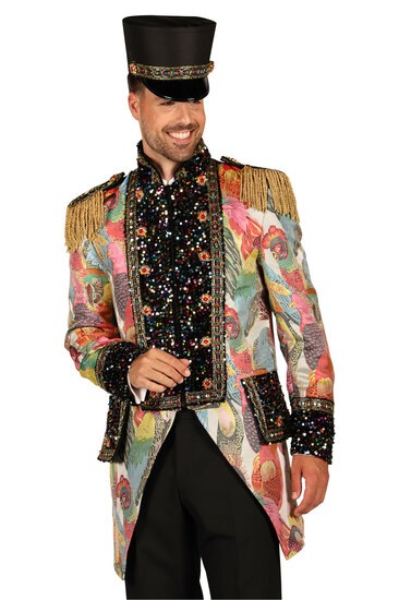 Thetru Carnavalsjas Heren - Color Birds - Disco Epauletten Jas
