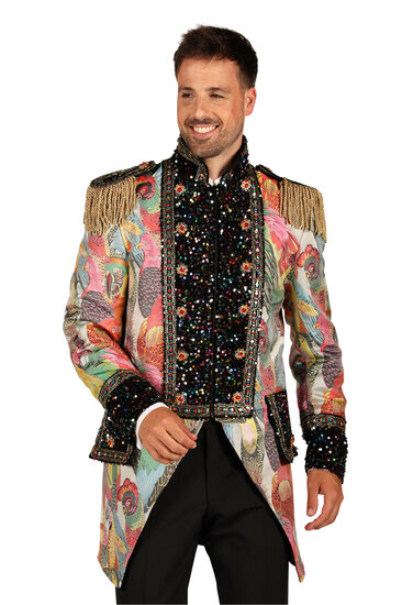 Thetru Carnavalsjas Heren - Color Birds - Disco Epauletten Jas