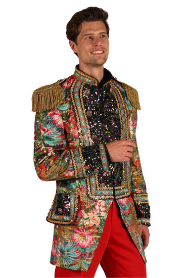 Thetru Carnavalsjas Heren - Carnevale Fi&euml;sta Rood - Kleurrijke Bloemen