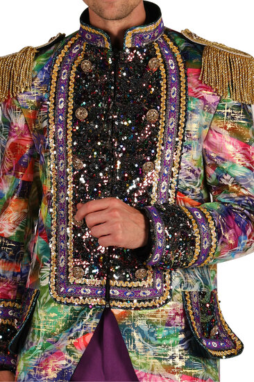 Thetru Carnavalsjas Heren - Carnevale Fi&euml;sta Paars - Kleurrijke Bloemen