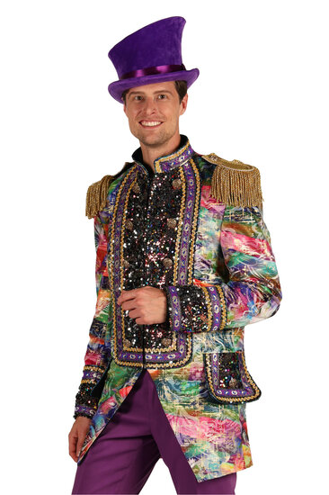 Thetru Carnavalsjas Heren - Carnevale Fi&euml;sta Paars - Kleurrijke Bloemen