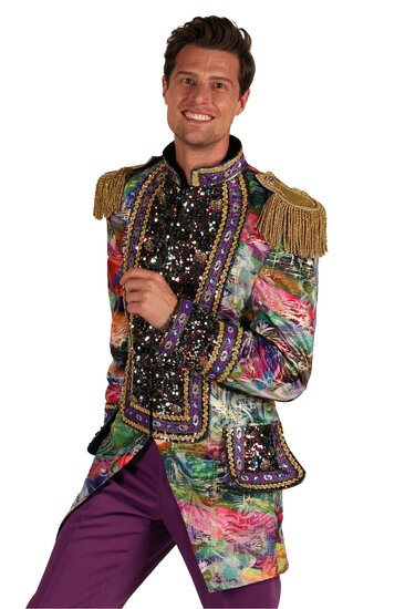 Thetru Carnavalsjas Heren - Carnevale Fi&euml;sta Paars - Kleurrijke Bloemen