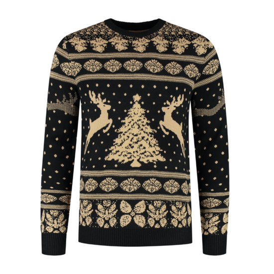 Foute Kersttrui - Jumping Reindeer - Zwart - Volwassenen