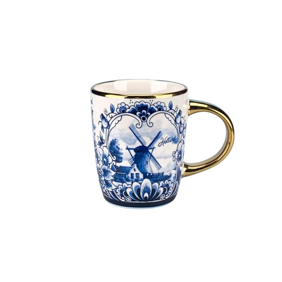 Souvenir Mok - Koffiemok Delftsblauw Goud