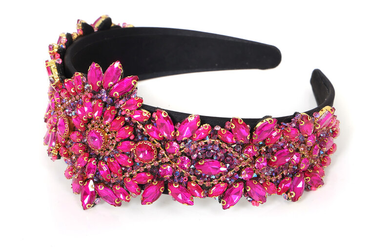 Strass Haarband Steentjes - Bloemen Roze