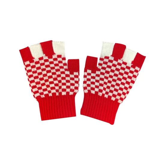 Vingerloze Handschoenen - Huusse - Rood/Wit