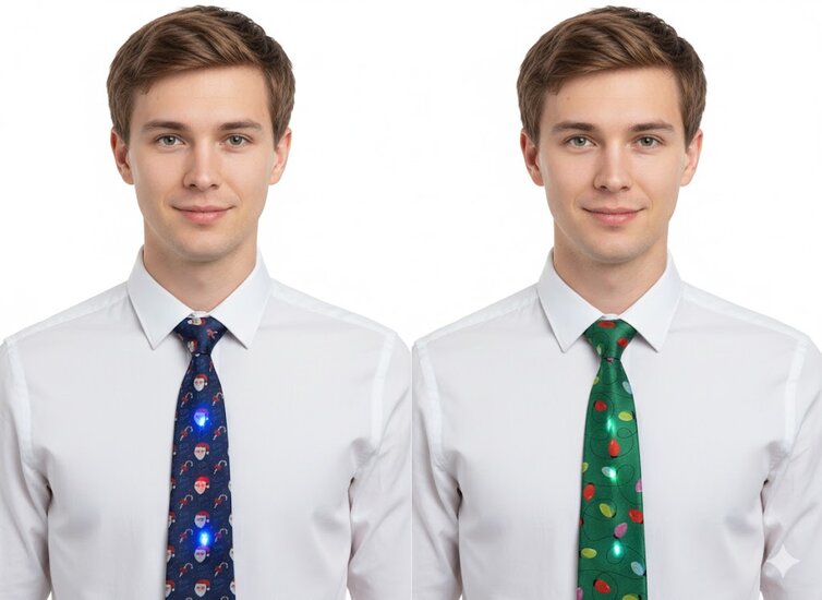 Stropdas Kerst -  Met Lichtjes - Assorti