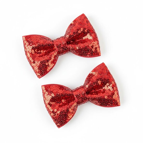 Haarclips Strik Kerst - Pailletten - Rood